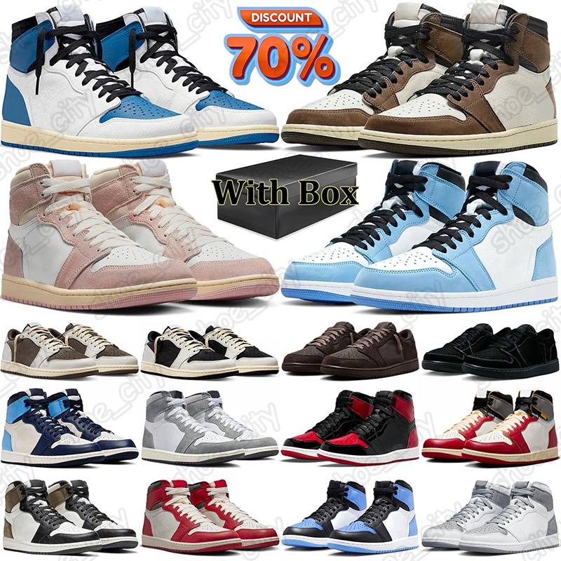 free shipping high travis 1 1s shoes mens trainers travi Panda University Blue Dark Mocha Hyper Royal designer outdoor sports sneakers with box trav
