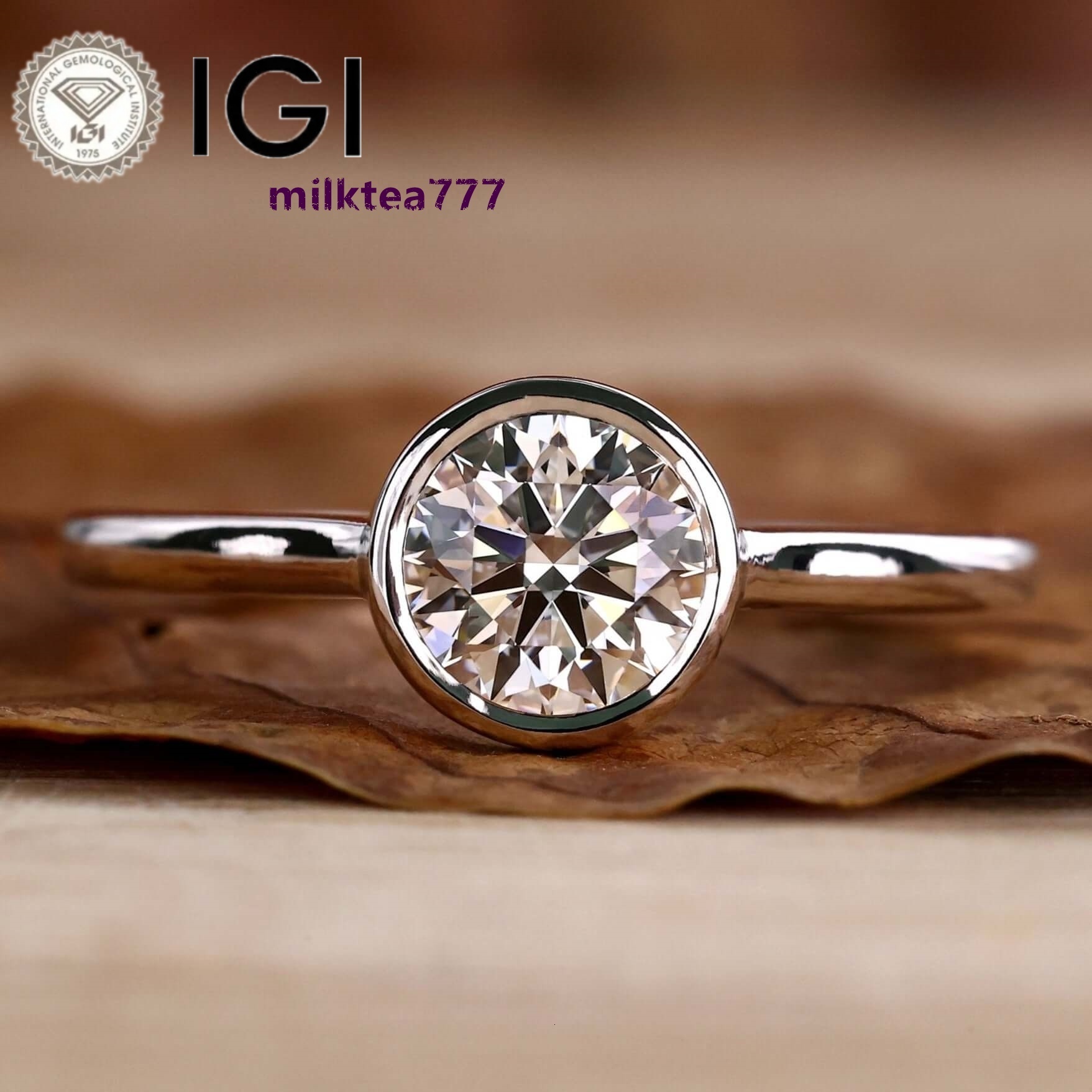 Customized 10K 14K 18K Solid Gold Engagement Ring IGI GIA Certified Round Shape CVD HPHT Lab Grown Diamond Bezel Setting Rings
