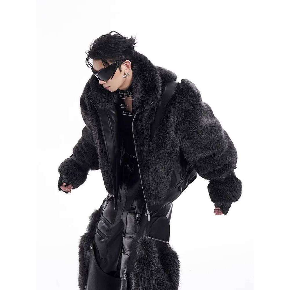 Mauroicardi Autumn Winter Cool Handsome Thick Warm Patchwork Faux Fur Coat Men Luxury Designer Clothes Zip Up Fluffy Jacket