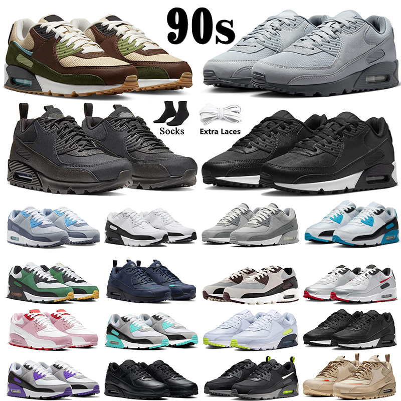 Classic 2025 Designer 90s Running shoes For Men Women Triple Black white Mesh Leather Trainer Breathable Cushion Surface Sneakers Sports 36-45