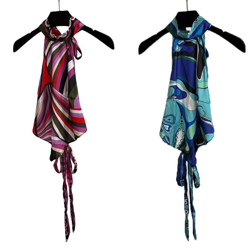 Camisole Sexy pour femmes, rayé contrasté, dos nu, débardeur de styliste en Satin, hauts sans manche, vacances d'été, gilet court de plage