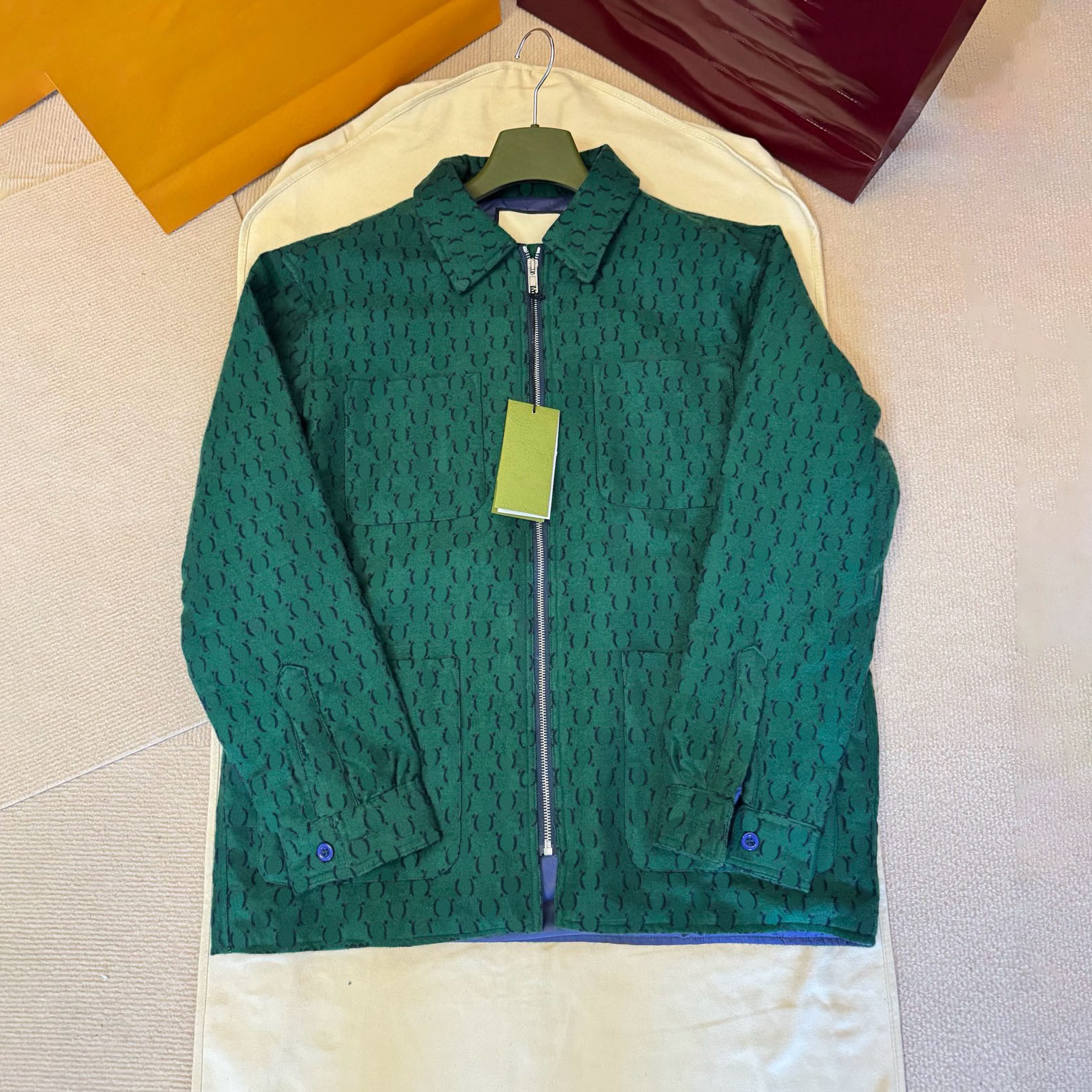 Veste d'extérieur en laine jacquard pour homme, vêtement d'extérieur de styliste de haute qualité, décontracté, en flanelle, avec fermeture éclai