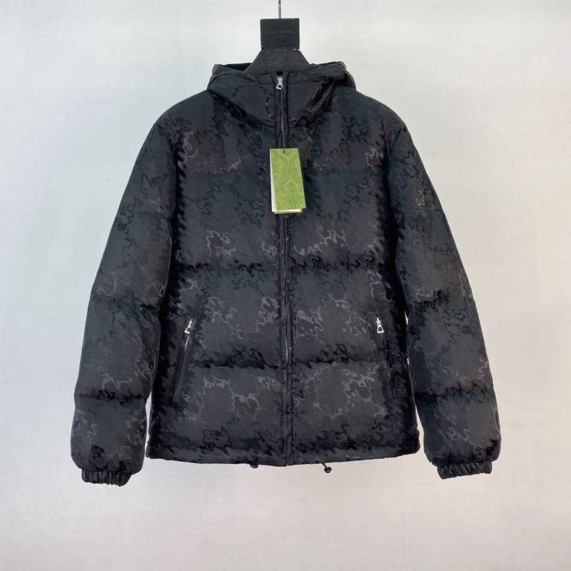 Doudoune à capuche classique à motif foncé pour hommes, à la mode, jacquard artisanal, résistant au chaud et au froid