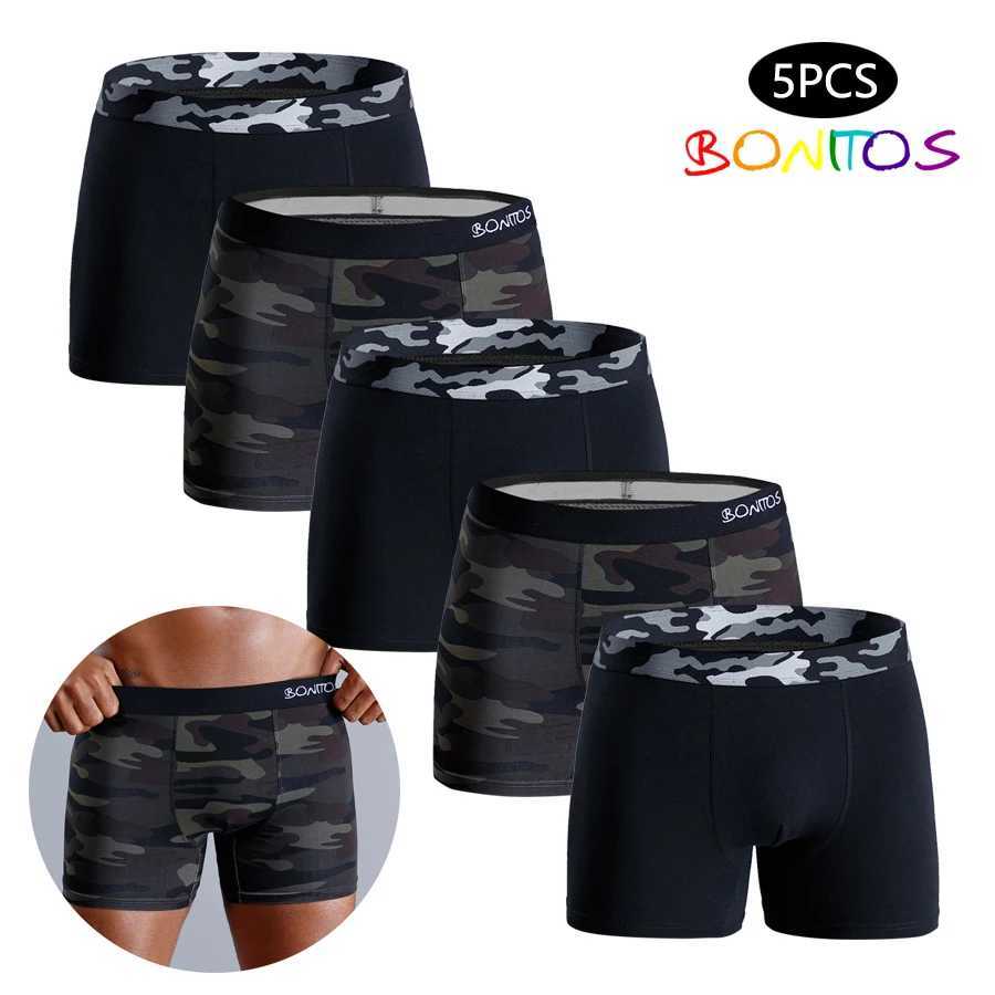 5pcs Men Underwear Print Boxers Mens Panties Camouflage Mens Underpants Cotton Male Boxershorts Sexy Man Trunks Gift X251205