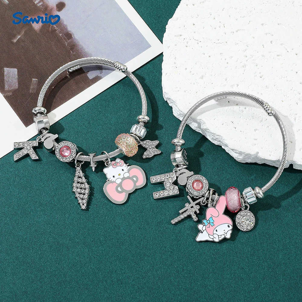 Sanrio Hello Kitty ma mélodie Bracelet Kawaii Anime charme bijoux mignon personnage de dessin animé pendentif cadeau pour filles femmes H251205