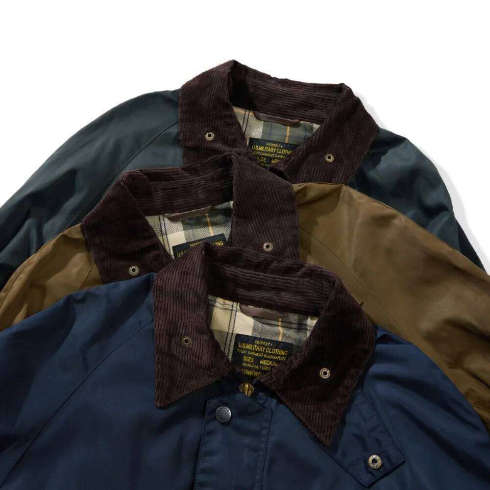 Veste coupe-vent de travail mi-longue en cire d'huile rétro pour hommes, hiver, Md1205