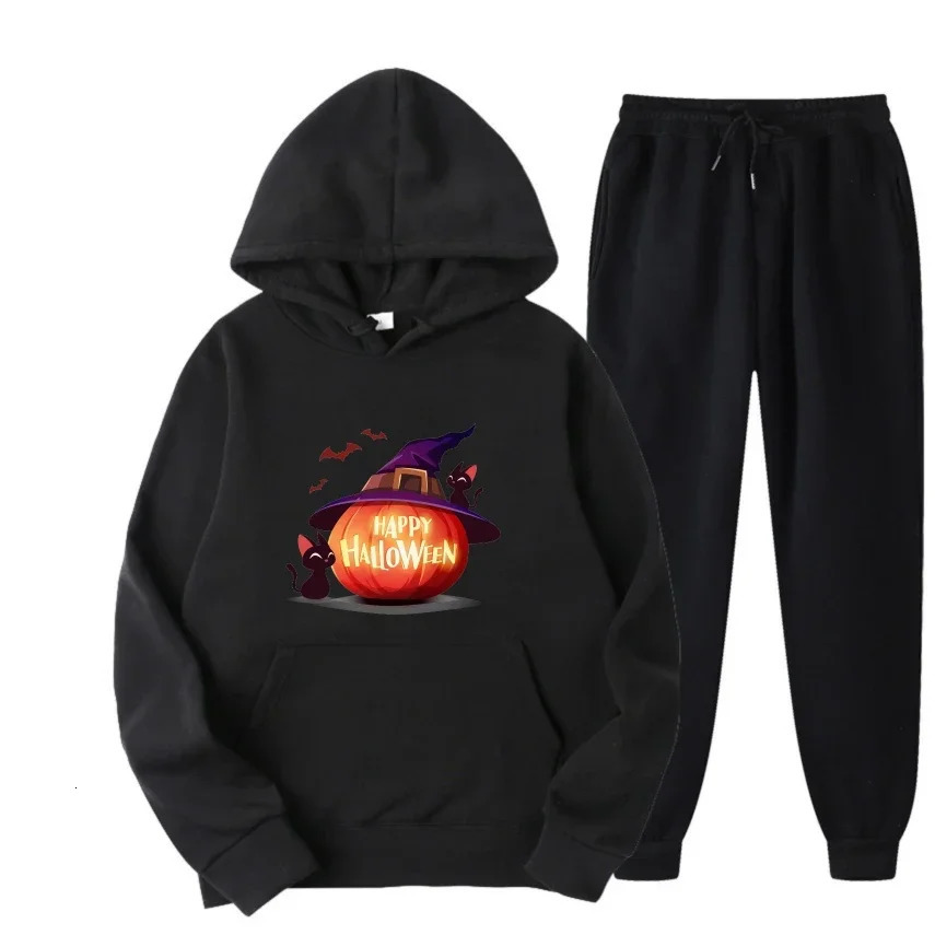 2025 Halloween light up graffiti prints Men Casual Hoodies Spring And Autumn Street Wear Comfortable Pullover Sweatshirt suits 251129