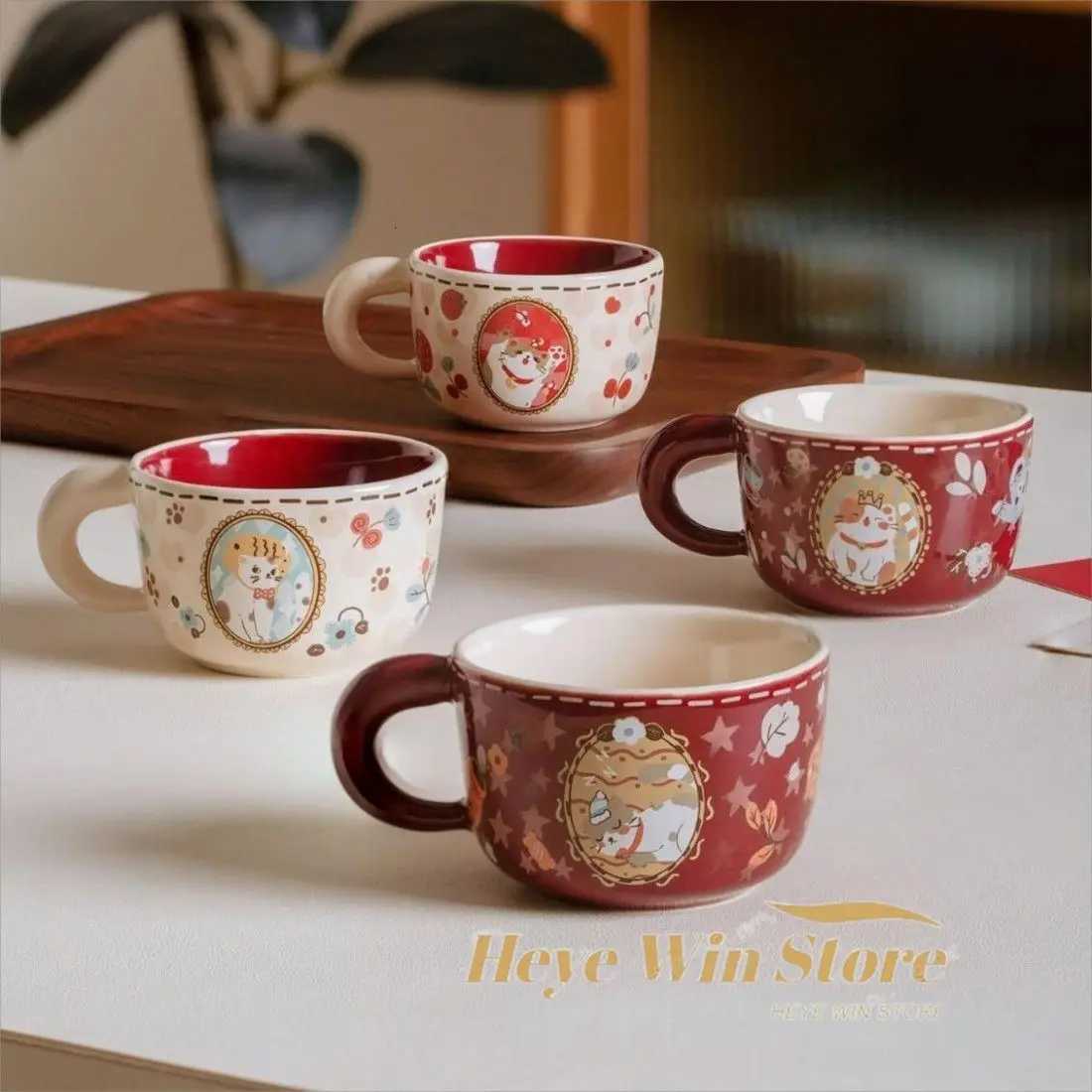 Ceramic Coffee Cup French Cute Cat Mug High Beauty Makeup for Home Afternoon Tea Cups Small Edition Cup Set Drinkware M251206-image-1087464018