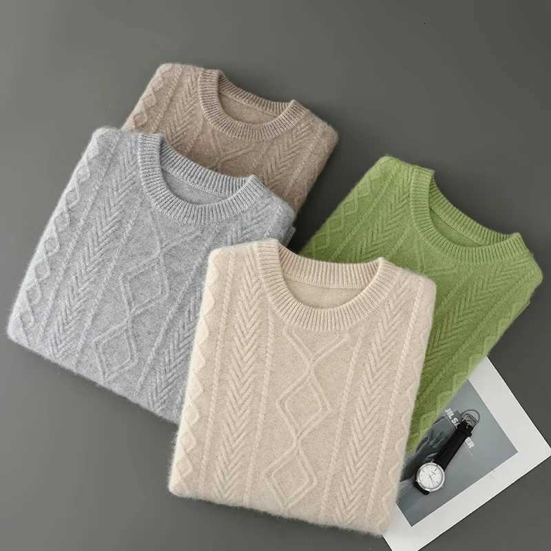 Mens New Cashmere Sweater Round Neck Long Sleeve Pullover 2025 Autumn/Winter 100 Merino Wool Knit Solid Color Sweater Clothing M251206