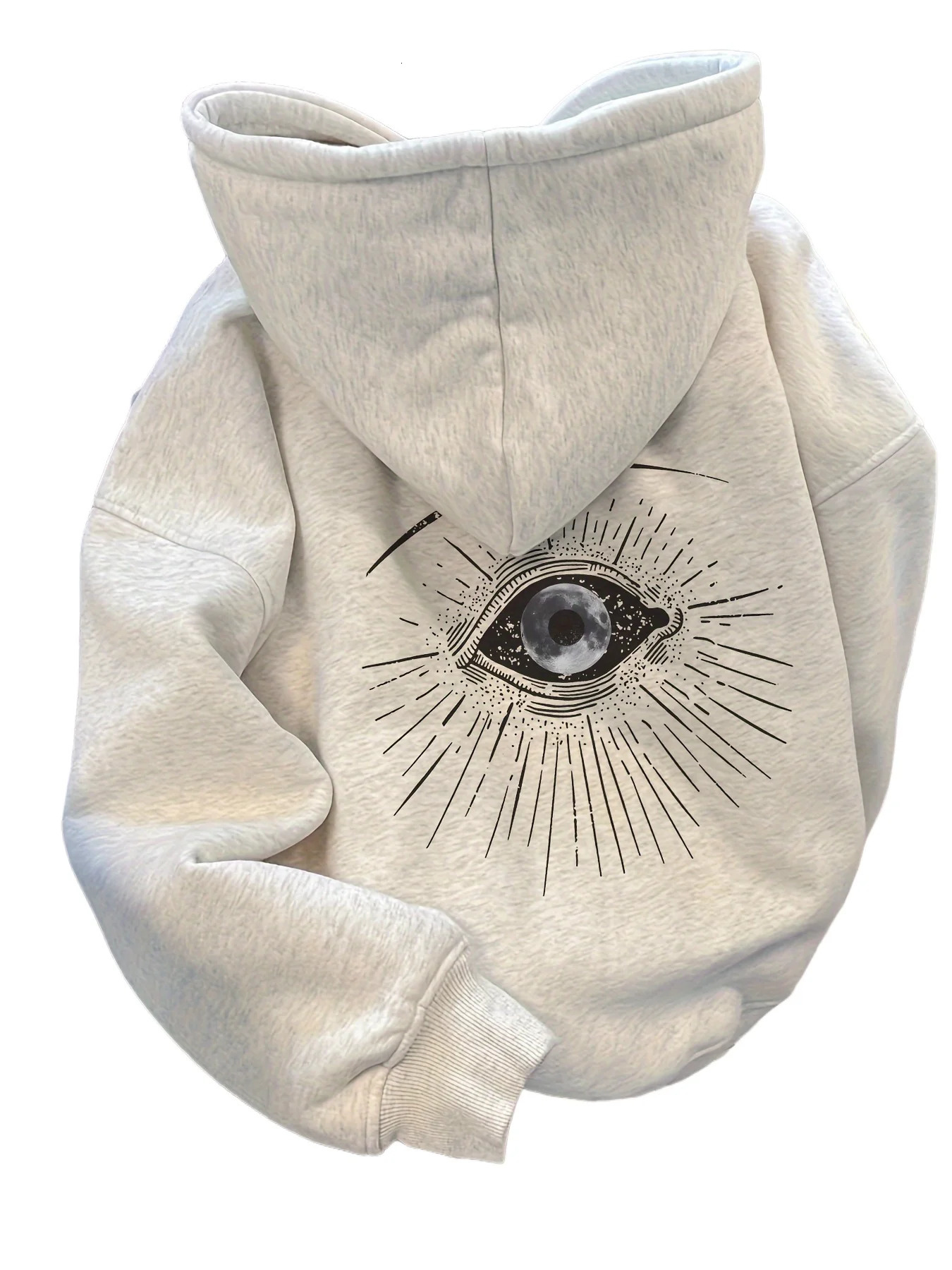 2025 Automne et hiver Hommes Tendance décontractée Polyvalent Blanc Gris Big Eye Impression Pull à capuche Couple Pur Coton Sweat à capuche 25120