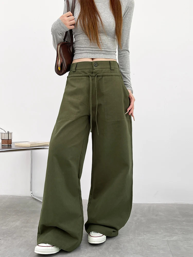 Womens HighWaisted Wide-Leg Jeans - Spring Autumn 100 Cotton Washed Casual Loose Pants 251204