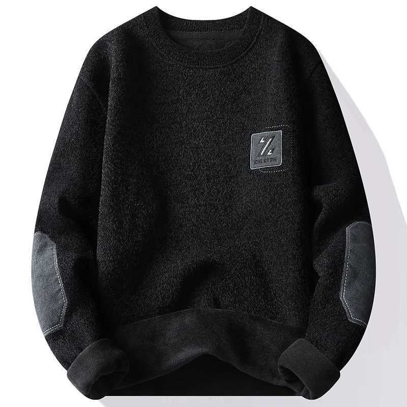Hommes mode pull tricoté velours pulls polaire épais chaud vêtement tricoté d'hiver Y2K mode pulls hommes vêtements M251206