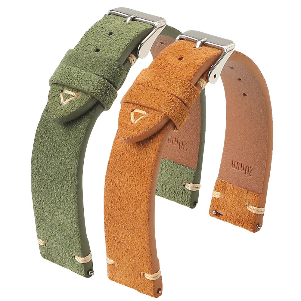 Hochwertiges Wildleder-Uhrenarmband mit Schnellverschluss, klassisches Vintage-Leder-Uhrenarmband, 18 mm, 19 mm, 20 mm, 21 mm, 22 mm, 24 mm, 251204