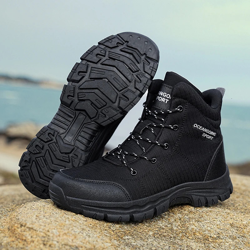 YRZL bottes de neige thermiques pour hommes bottes d'hiver antidérapantes doublées chaudes légères confortables chaussures de travail de randonné