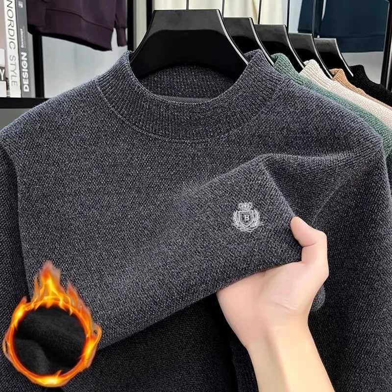 Pull haut de gamme pour hommes d'automne et d'hiver avec velours épais pour la chaleur, le confort décontracté, la douceur et l'usure polyvalente