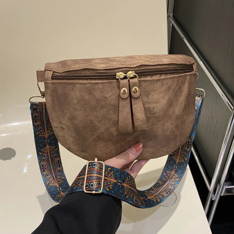 Stylish Hobo Solid Color Satchel Chest Bag Womens PU Leather Waist Bags Wide Strap Fashion Funny Shoulder Pack 251204