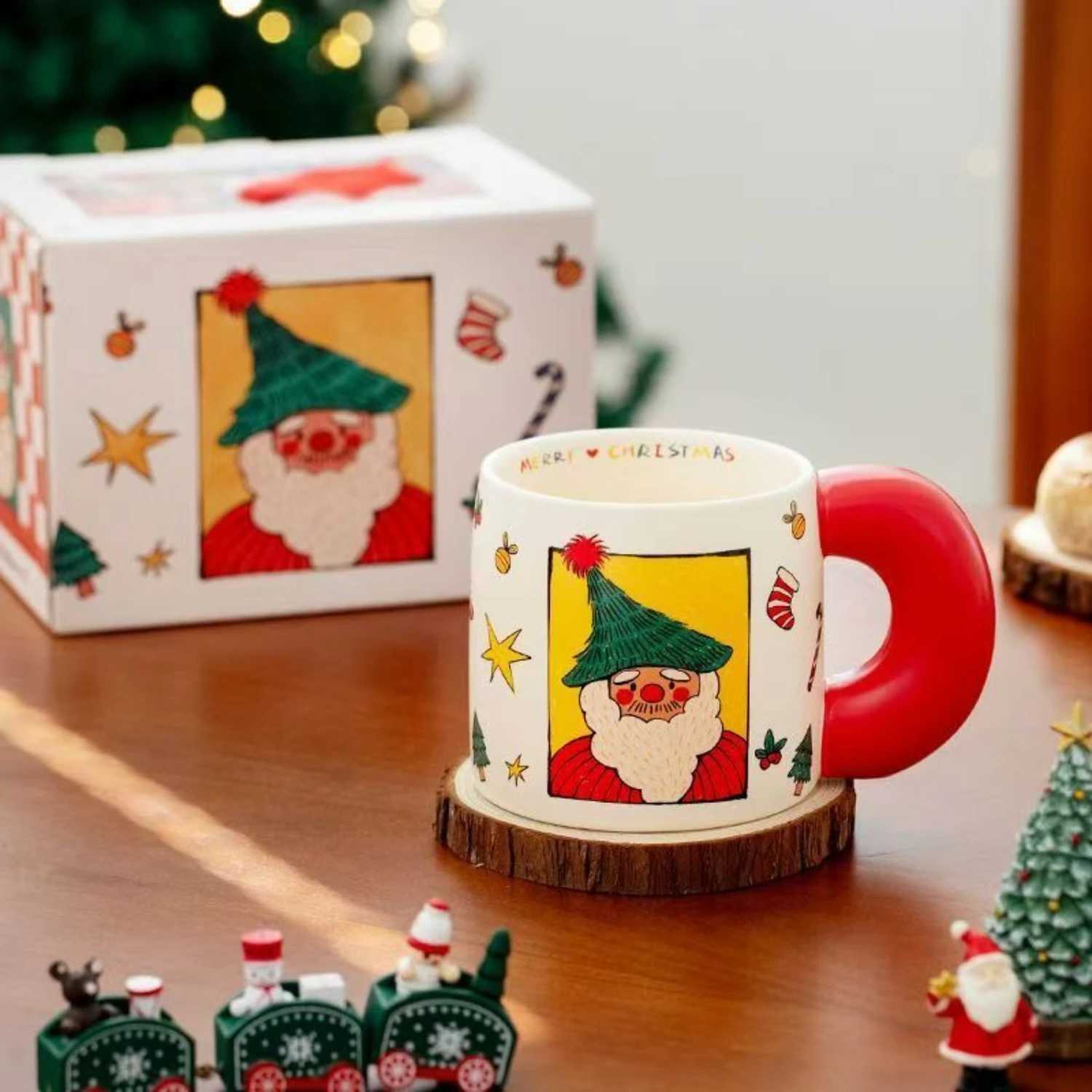 Creative Cartoon Cute Gingerbread Man Coffee Cup Christmas Mug Ceramic Water Cup Christmas Gift Holiday Gift Drinkware M251206-image-1087464077