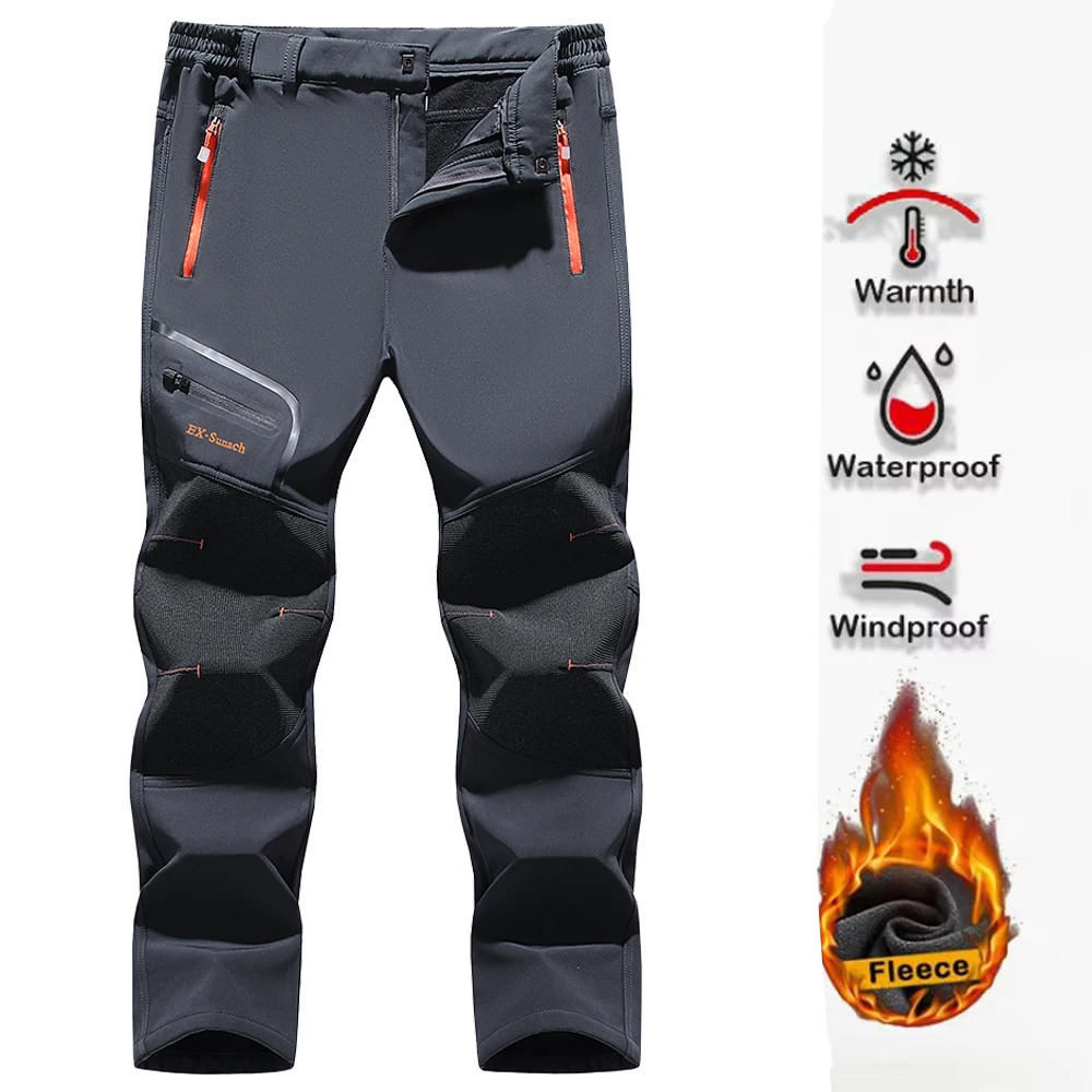 Pantalon de travail imperméable pour hommes automne et hiver velours épais adapté aux activités de plein air avec bloc de couleur n 251129