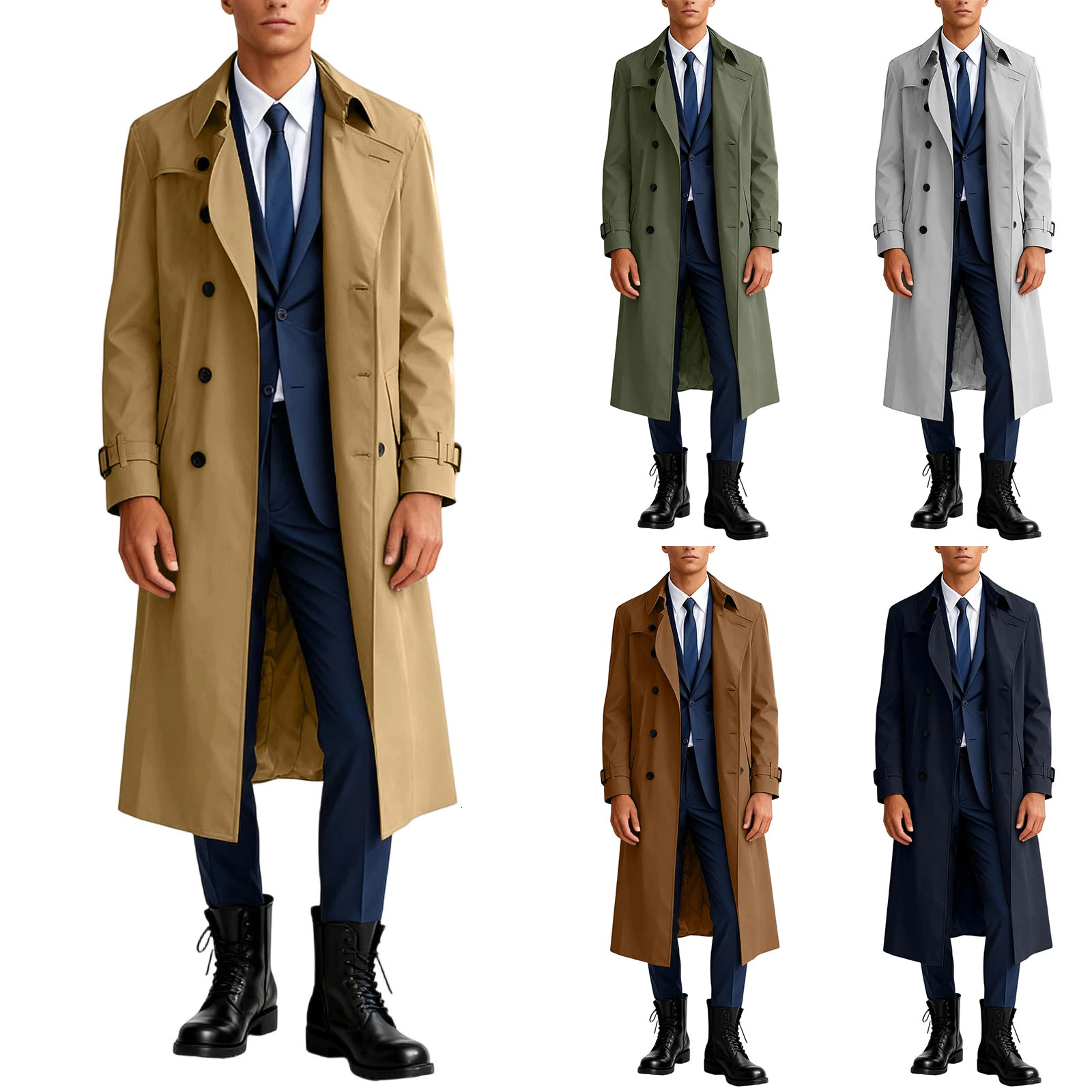 Mens Leisure Big Size Windbreaker Coat Autumn And Winter Business Trench Male Double Breasted Long Sleeves Coat Jacket 251202