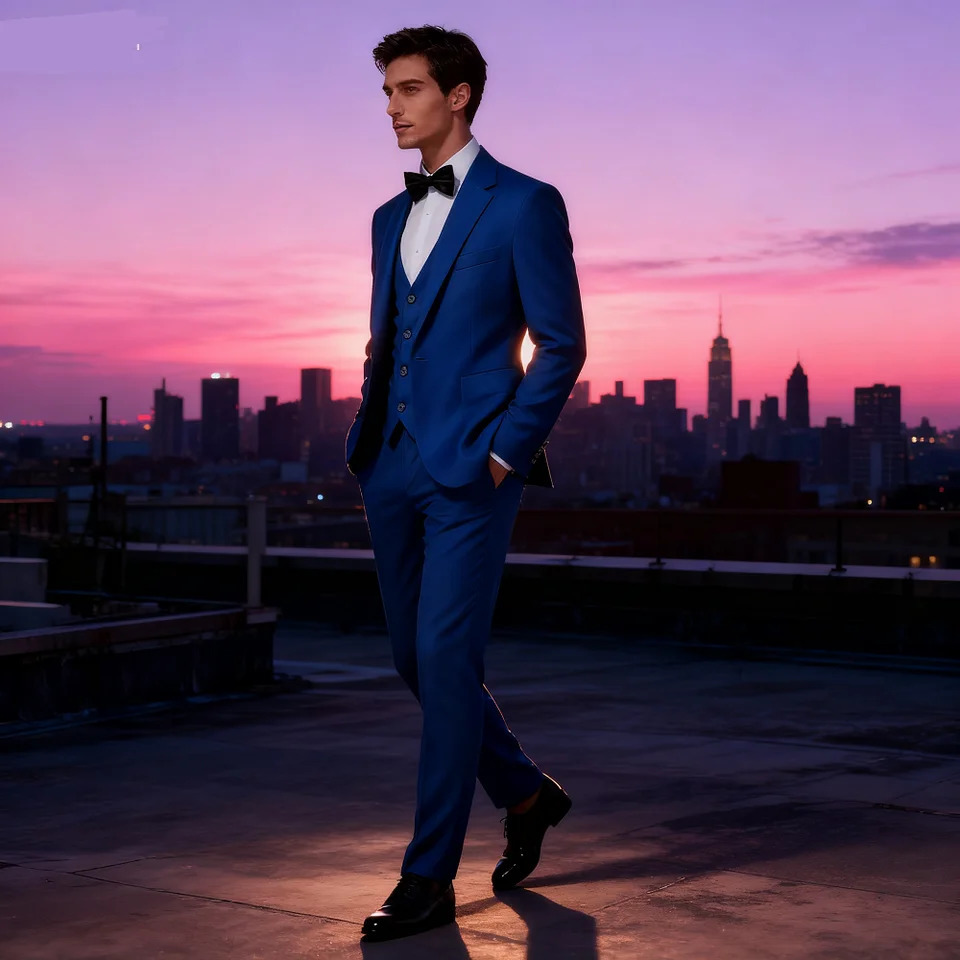 Ensemble de costume 3 pièces coupe cintrée vert émeraude pour hommes, vêtements de fête formels pour hommes, de haute qualité, avec veste, gilet
