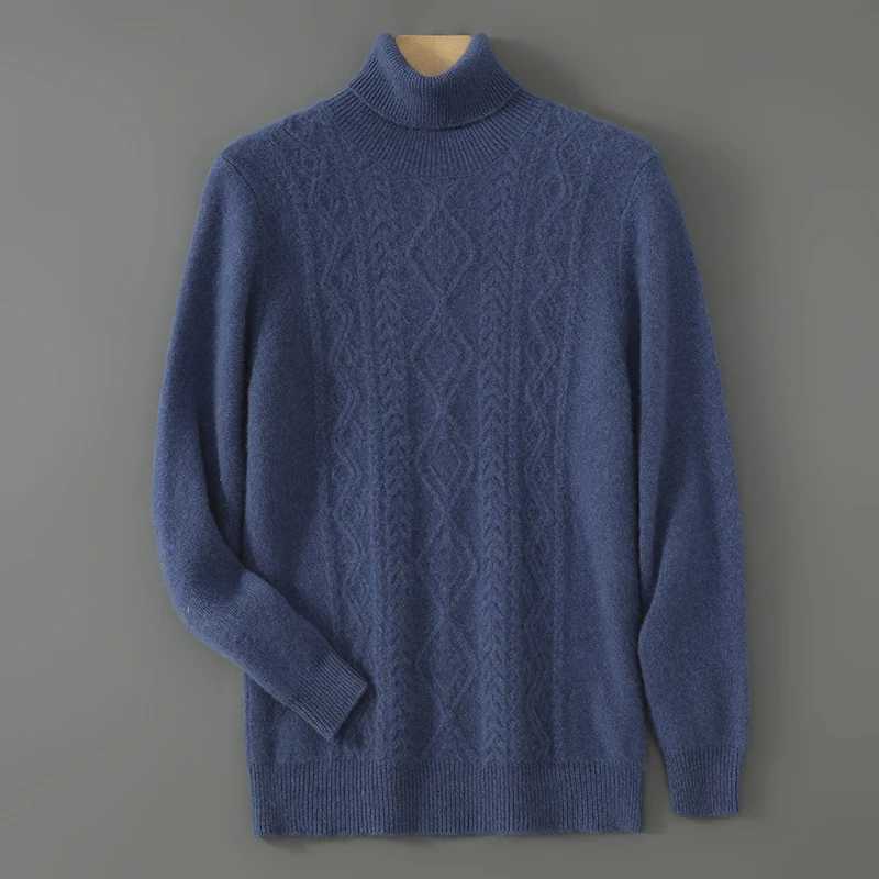 Soft 100 Merino Wool Turtleneck Fashion Knit Sweater Long Sleeves Casual Solid Color Pullover Cashmere Warm Mens Clothing Top M251206