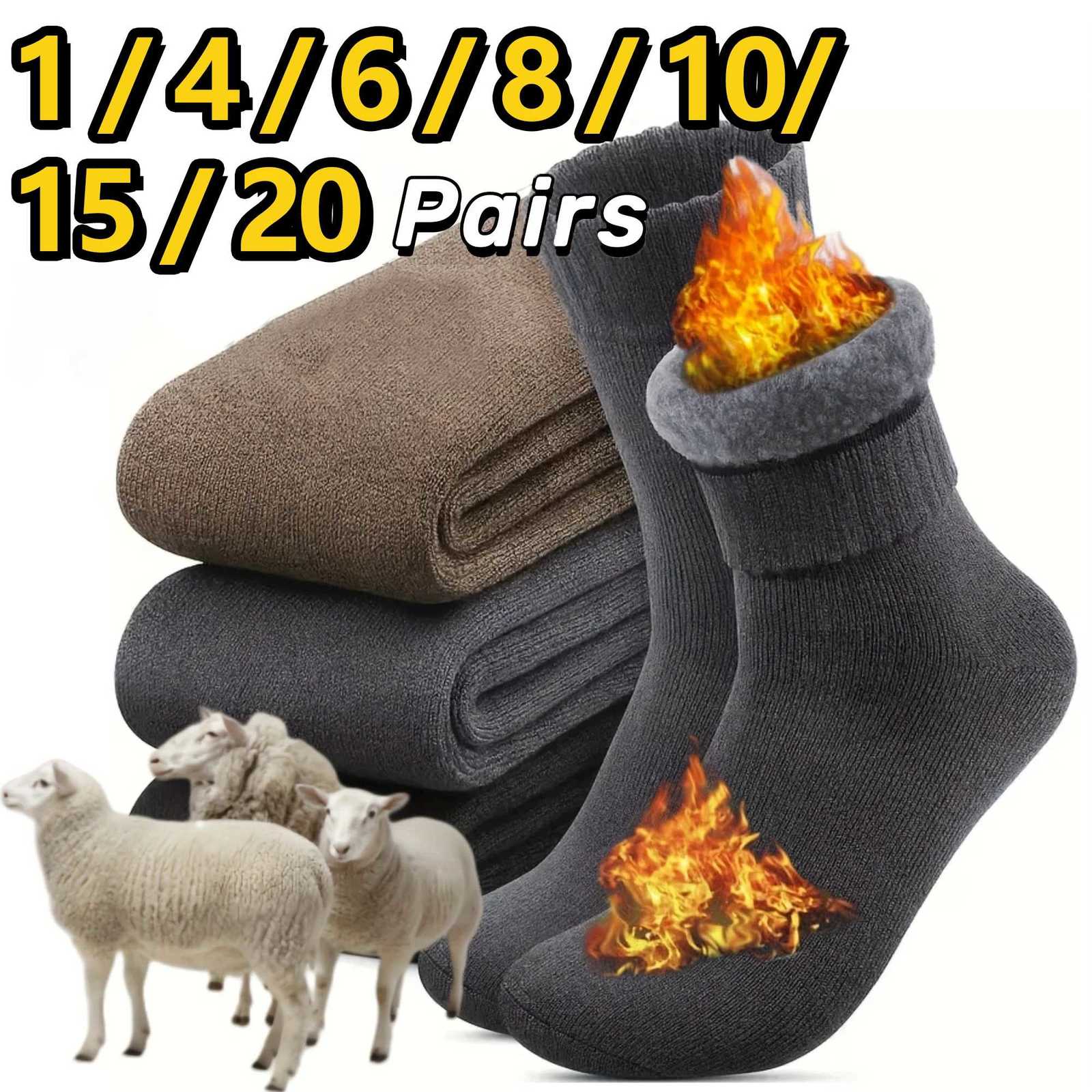 Mens Autumn and Winter Super Thick Plush Socks 1/2/4/6/8/10/15/20Pairs of Outdoor Casual Warm and Cold Resistant Mid Tube SocksT251206