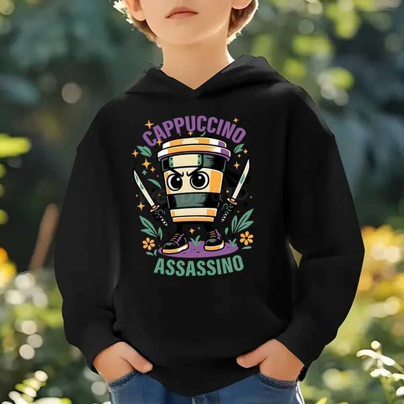 Cappuccino Assassin Enfants Vêtements Mode Casual Sweats À Capuche Italien Brainrot Cadeau Drôle pour Bébé Fille Garçon Nouveaux Sweatshirts Tenu