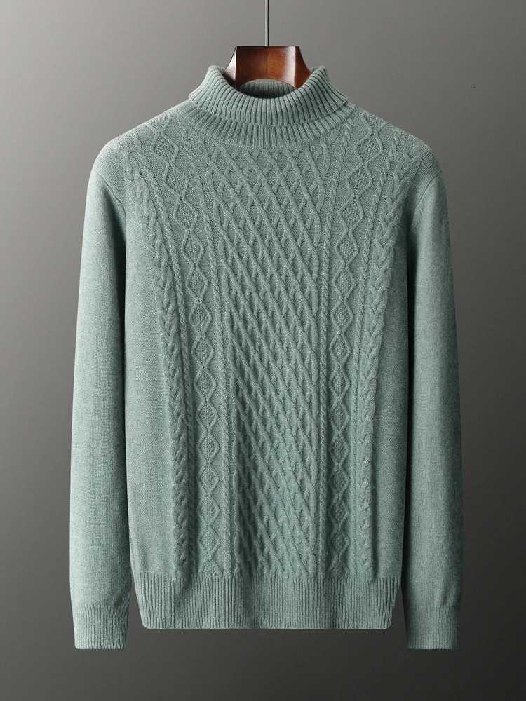 TLOML Autumn Winter Men 100 Cashmere Sweater Turtleneck Cable Knit Pullover Basic Cashmere Knitwear Smart Casual Soft Warm Tops M251206
