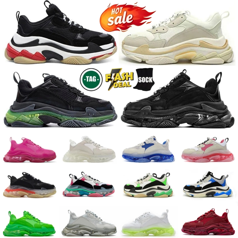 Designer Triple S Sneaker pour hommes femmes Triples chaussures de sport baskets à plateforme semelle transparente noir double mousse et maille b