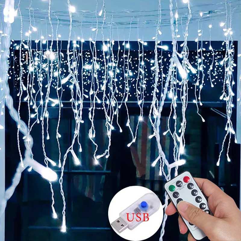 8 modes USB bâton de glace chaîne lumineuse de Noël lumière LED guirlande intérieure maison fête jardin nouvel an chambre rideau décoration M2512