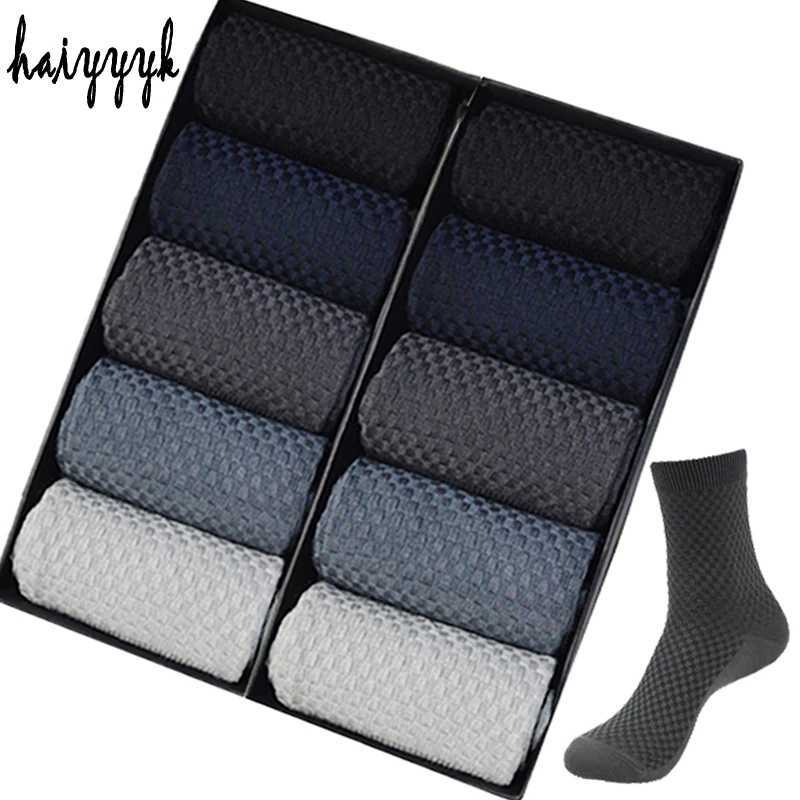 10 Pairs High Quality Bamboo Fiber Mens Socks Business Breathable Deodorant Compression Socks Men Long Big Size EUR 38-46T251206