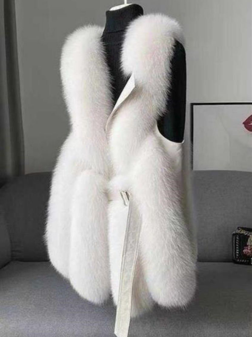 Chic synthétique fausse fourrure de renard femmes gilet long haut de gamme mode jeune célébrité Internet éclat manteau artificiel fourrure mince