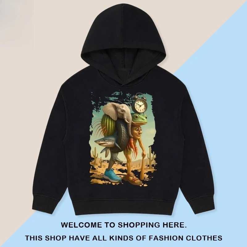 Fall and winter kids new fun Classic of Mountains and Seas Tung Sahur print fashion warm hooded sweatshirtXJ251206