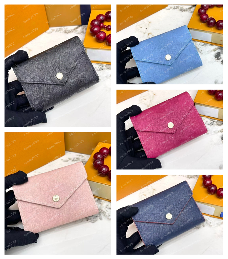 Luxury Red Wallets purses card holder famous Embossed Black single zipper Handbags designer women wallets lady Litchi grain cowhide Empreinte orange