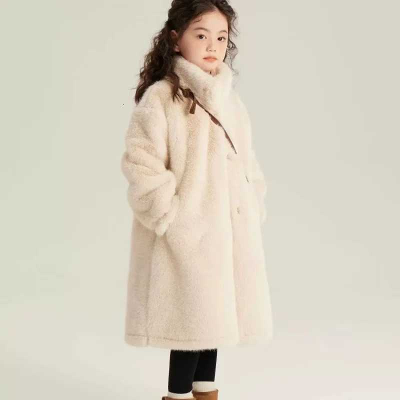 Veste en velours de vison pour filles, nouvelle veste pull décontractée Boose Beige pour automne et hiver 2026, veste pour enfants Y251206