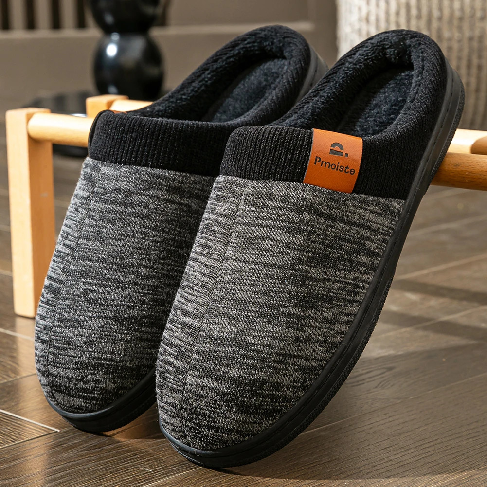 Pantoufles d'hiver pour hommes TPR antidérapant en mousse à mémoire de forme chaud doux Durable coussin décontracté Patchwork chaussures d'intéri