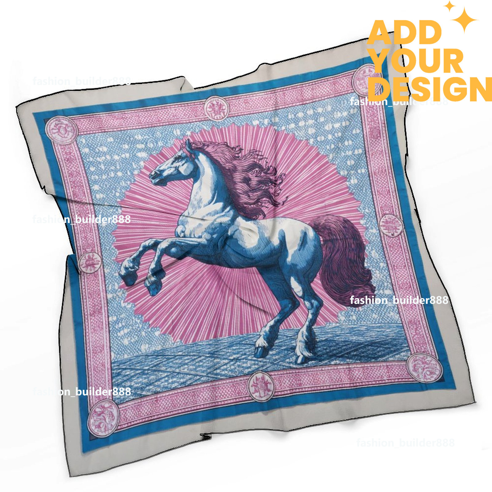 Designer personnalisé H cou écharpe pour motif de cheval de luxe femmes soyeux foulards cheveux bandanas carré écharpe accessoires de mode léger