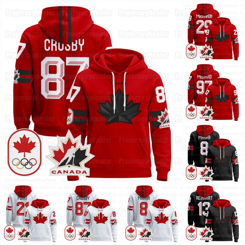 Men Women Youth 87 Sidney Crosby Canada 2026 Winter Olympices Hoodie Mcdavid Nathan Bedard Mackinnon Brayden Point Cale Makar Sam Reinhart