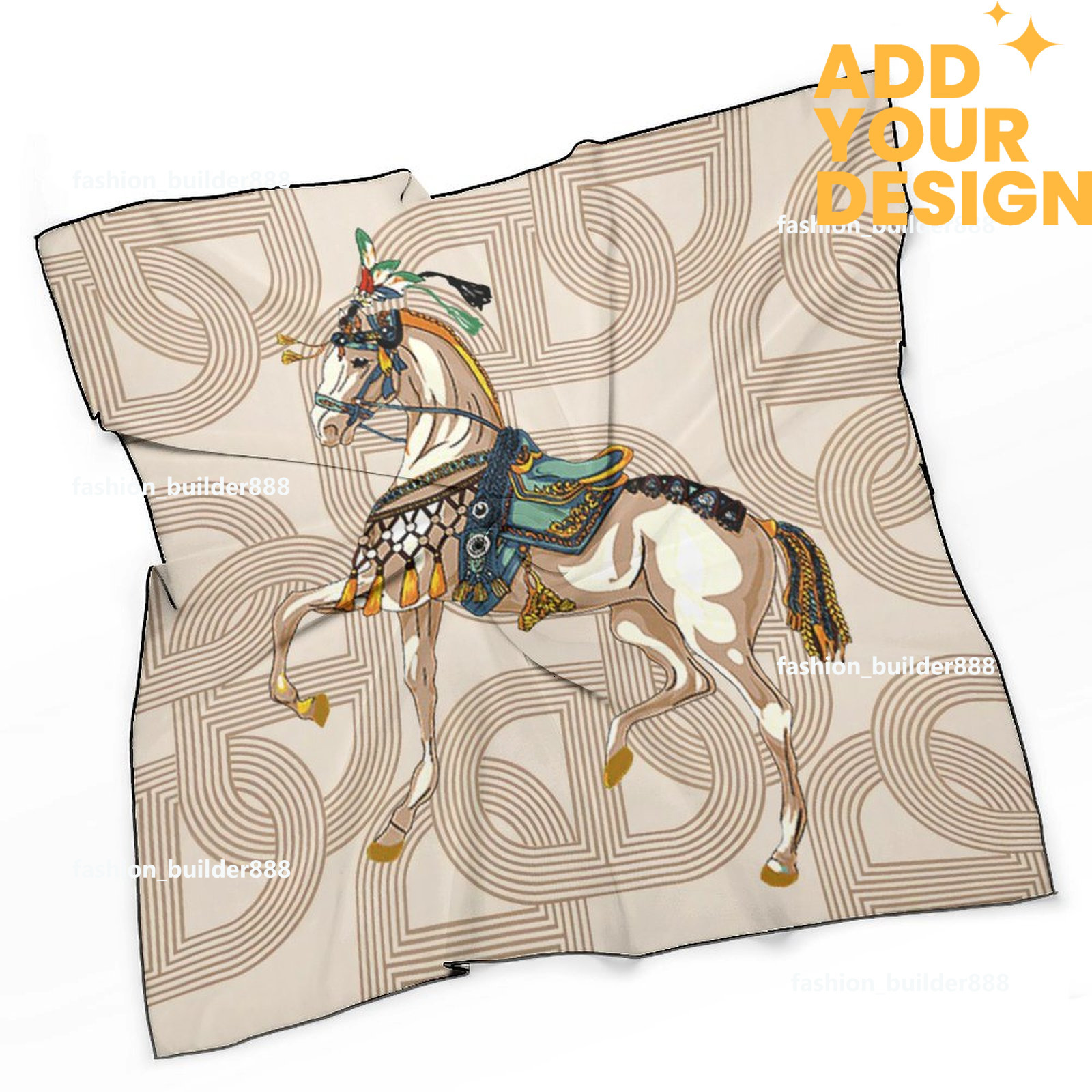 Designer personnalisé H cou écharpe pour motif de cheval de luxe femmes soyeux foulards cheveux bandanas carré écharpe accessoires de mode léger