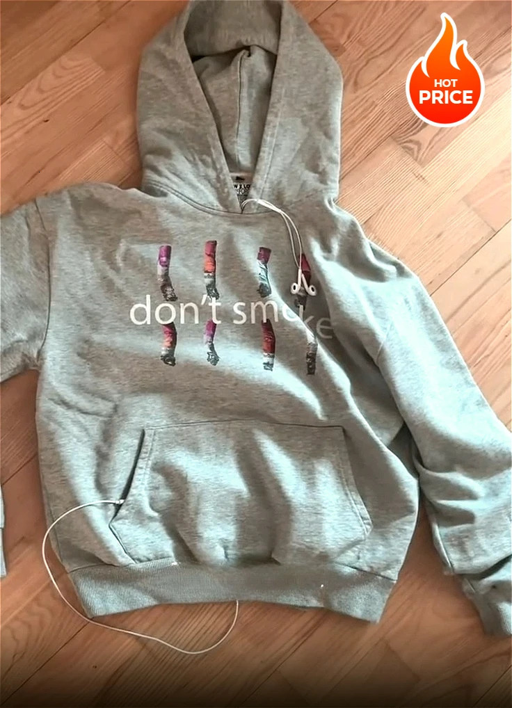 Y2K Campaign Hoodie Retro Smoke Print Sweatshirt Men Women Trendy Vintage Classic Hip Hop Grey Streetwear Unisex Loose Coat 251201
