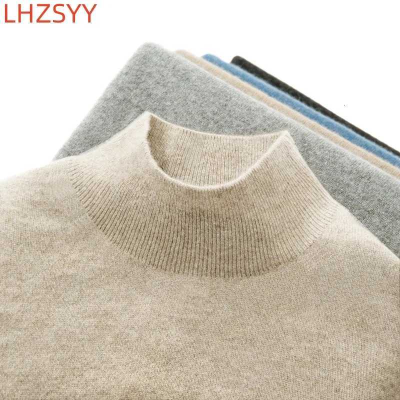 Hommes col semi-haut première ligne vêtements 100 Pure laine pull automne nouveau pull en tricot ample loisirs à manches longues veste hauts M251