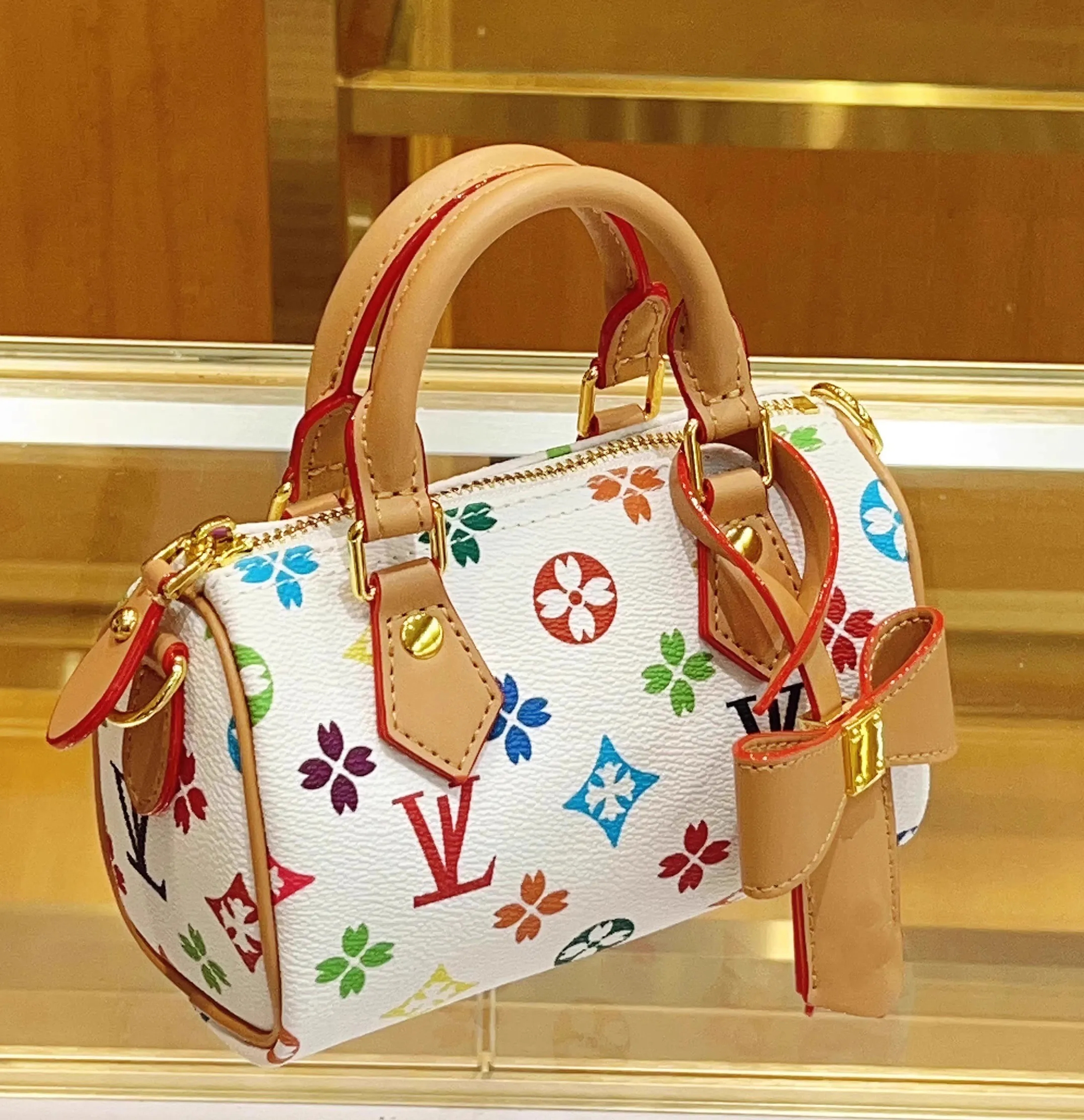 2026 New Leathers Colorful Flower Pillow Travel Bag Women Leather Designer Speedyss classics presbyopia Shoulder Bags Crossbody handbags Totes pouch