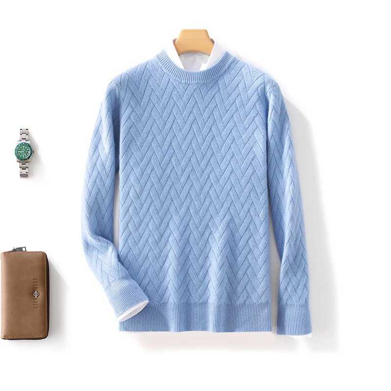 Men 100 Merino Wool New O-Neck Fashion Solid Color Sweater Long Sleeves Pullover Cashmere Soft Warm Comfortable Clothing Top M251206