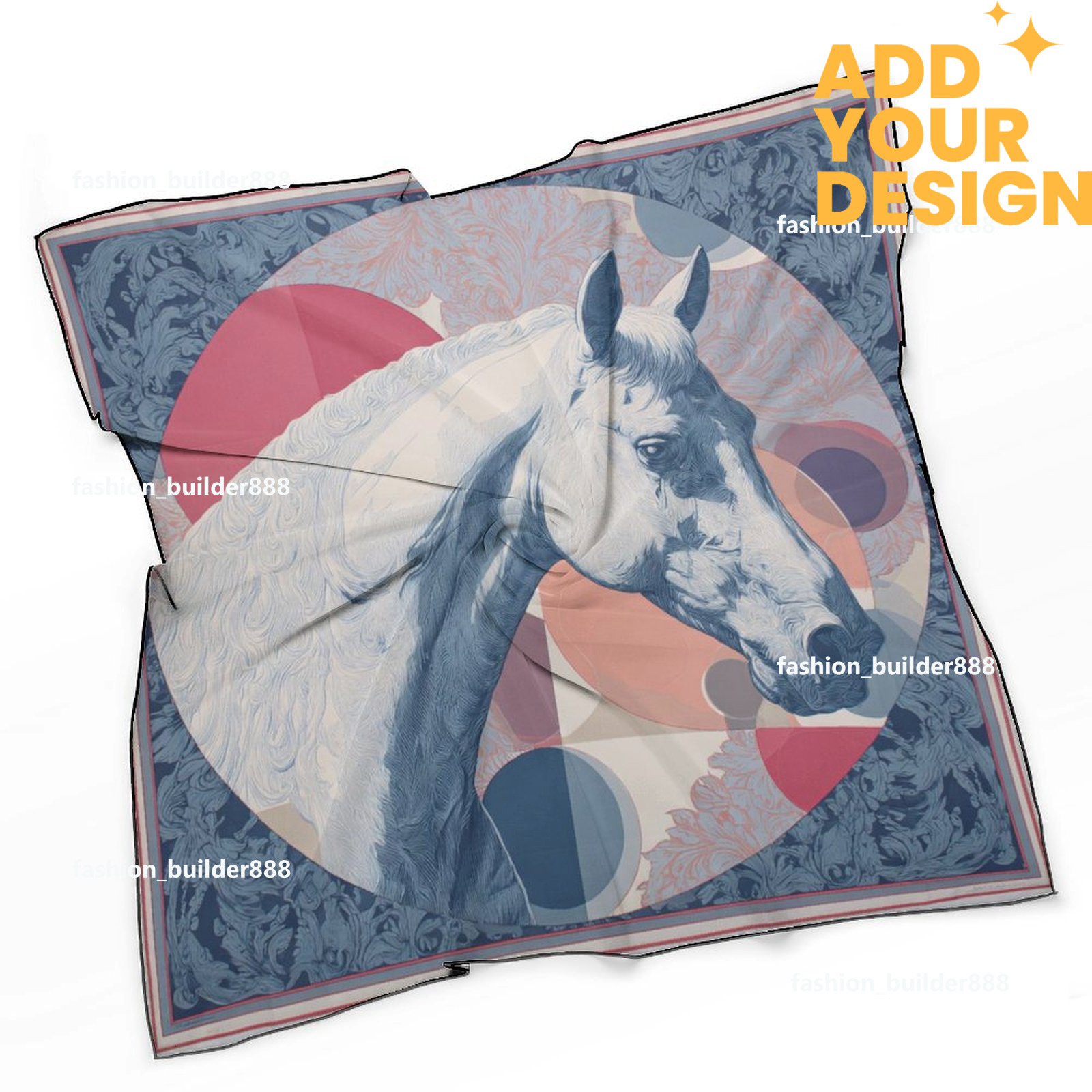 Designer personnalisé H cou écharpe pour motif de cheval de luxe femmes soyeux foulards cheveux bandanas carré écharpe accessoires de mode léger