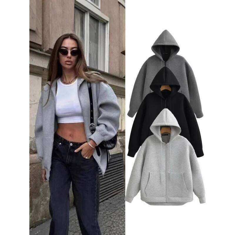 Up Hoodies Autumn Hooded Sweatshirt Woman Long Sleeve Oversized Women's Sweatshirts Zip Hoodie Women Jackets