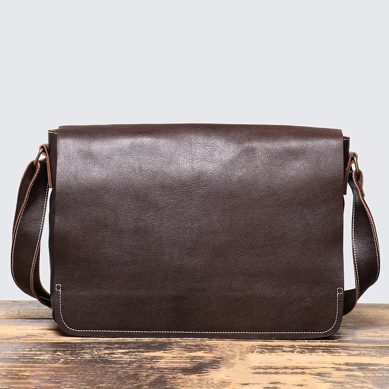Natural Top Layer Cowhide Mens Shoulder Bag Business Office Mens Bag Large Capacity 15 Inches Laptop Bag Leather Messenger Bag 251201