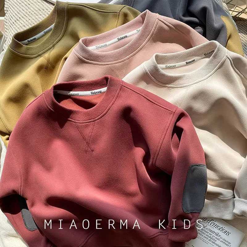 Printemps solide sweat enfants vêtements 2024 nouvelle mode automne lâche pull décontracté enfants à manches longues coton survêtements 2-8 YXJ25