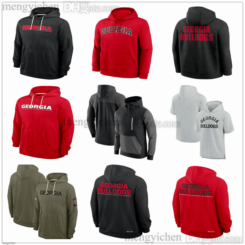 Men's 2025 Georgia College Football Pullover Hoodie T-Shirts Long Sleeve Hooded Sweatshirts Sports Hoodies Shirts Red Black Color For Men Women