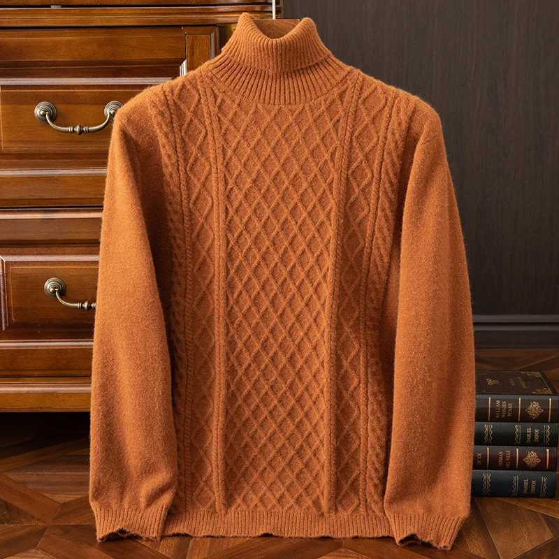 Pull en cachemire à col haut pour homme, pull torsadé avec motif floral, collection automne/hiver 2023, M251206