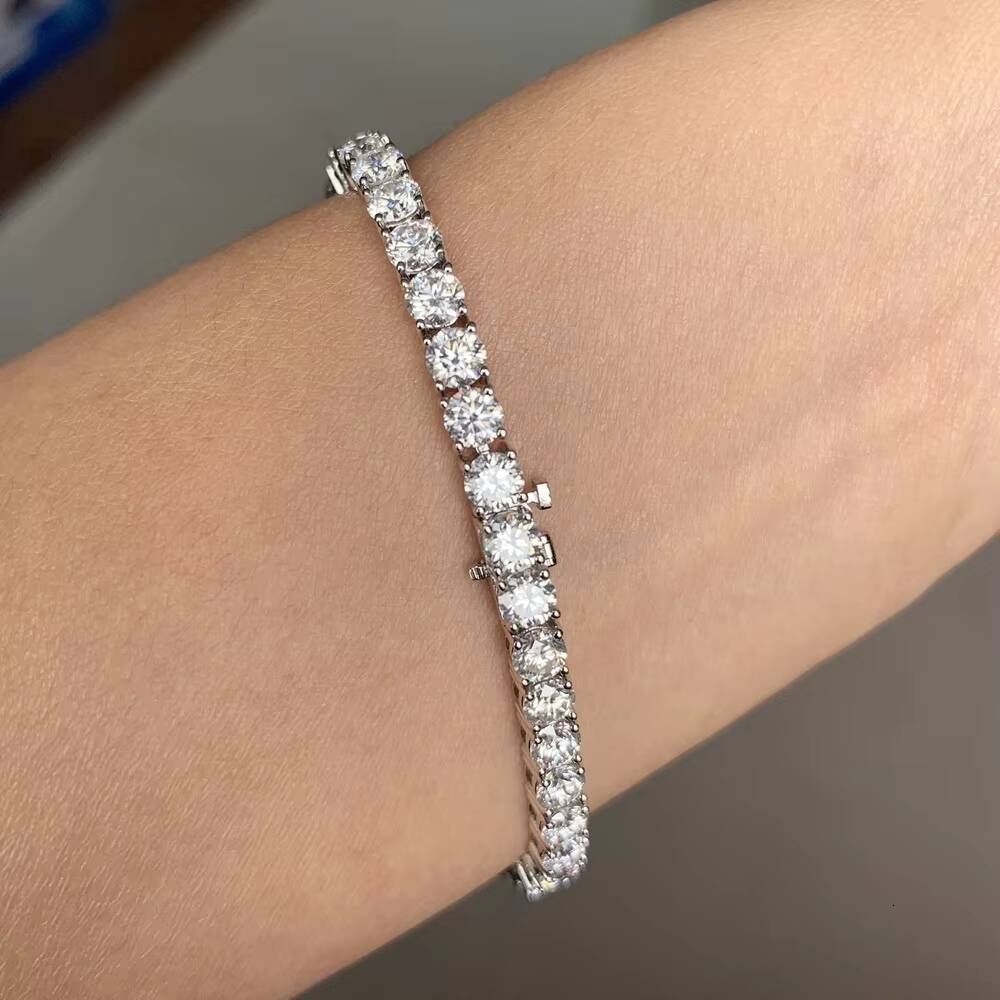 Moissanite Bracelets Customized Women Jewelry 10k 14k 18k Gold Charm 4mm DEF/VVS Moissanite Lab Grown Diamond Tennis Bracelet